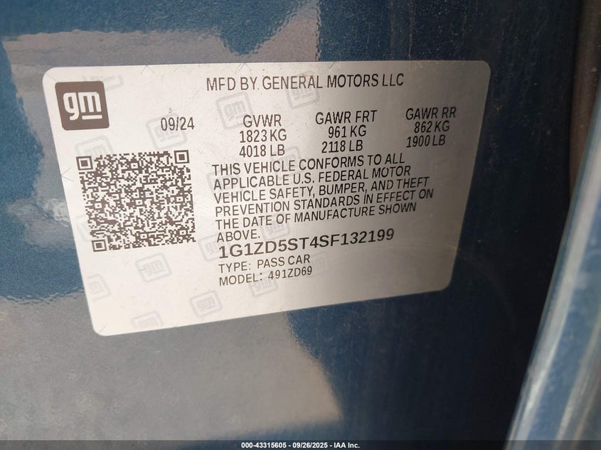 2025 CHEVROLET MALIBU FWD 1LT - 1G1ZD5ST4SF132199