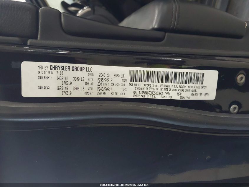 2011 Jeep Grand Cherokee Laredo VIN: 1J4RR4GG3BC515383 Lot: 43315810