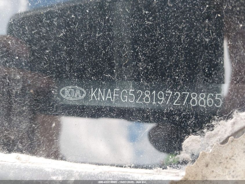 2009 Kia Rondo Lx VIN: KNAFG528197278865 Lot: 43315969