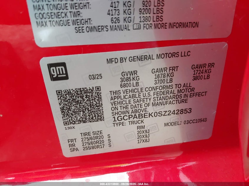 2025 CHEVROLET SILVERADO 1500 2WD  SHORT BED CUSTOM - 1GCPABEK0SZ242853