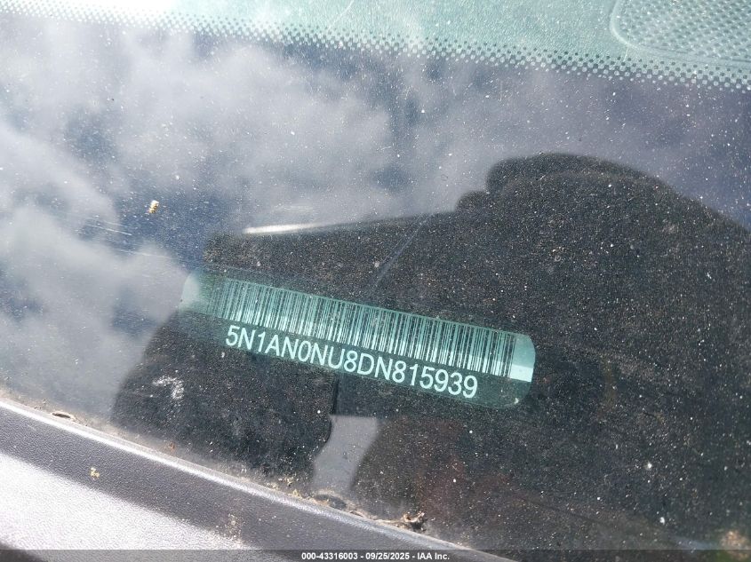 2013 Nissan Xterra X VIN: 5N1AN0NU8DN815939 Lot: 43316003