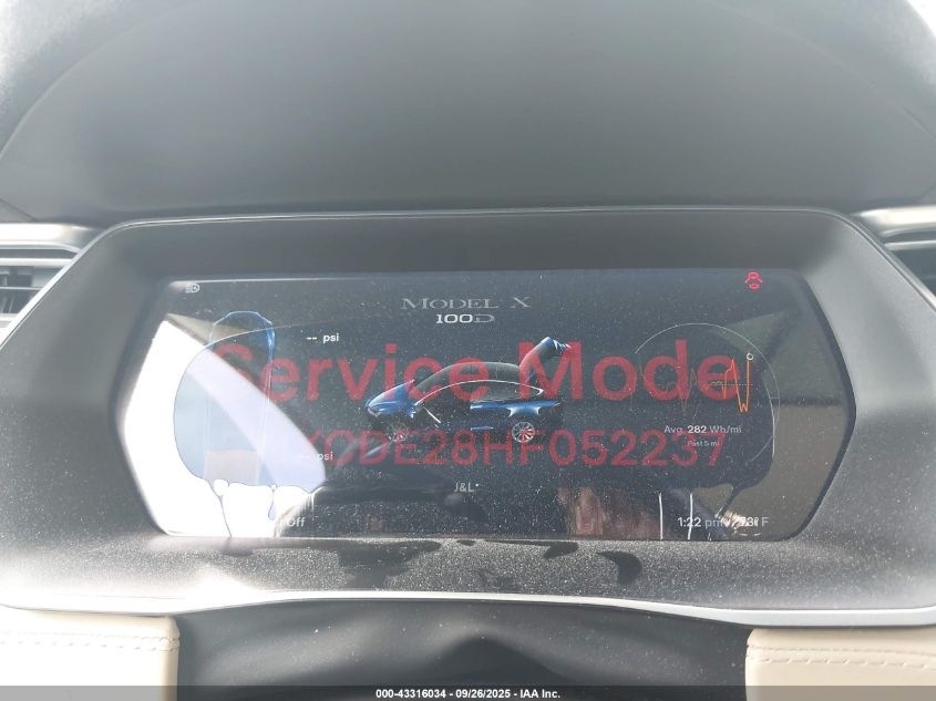 2017 Tesla Model X 100D/75D/90D VIN: 5YJXCDE28HF052237 Lot: 43316034