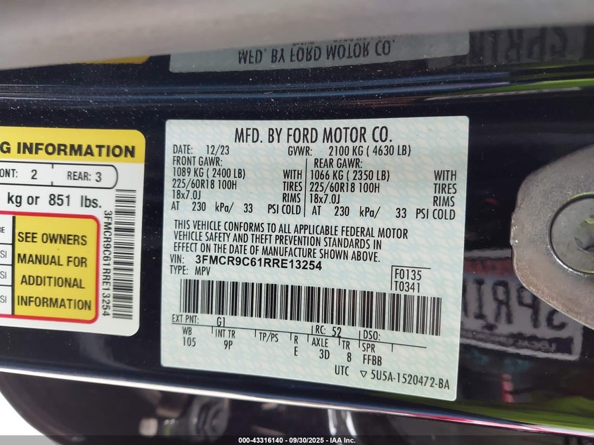 2024 FORD BRONCO SPORT OUTER BANKS 3FMCR9C61RRE13254