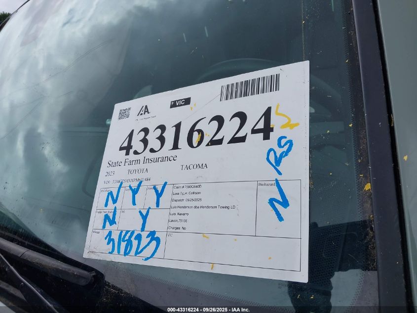 2023 Toyota Tacoma Trd Sport VIN: 3TMCZ5ANXPM631484 Lot: 43316224