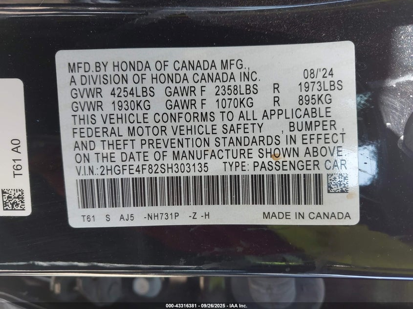 2025 HONDA CIVIC HYBRID SPORT/SPORT TOURING - 2HGFE4F82SH303135