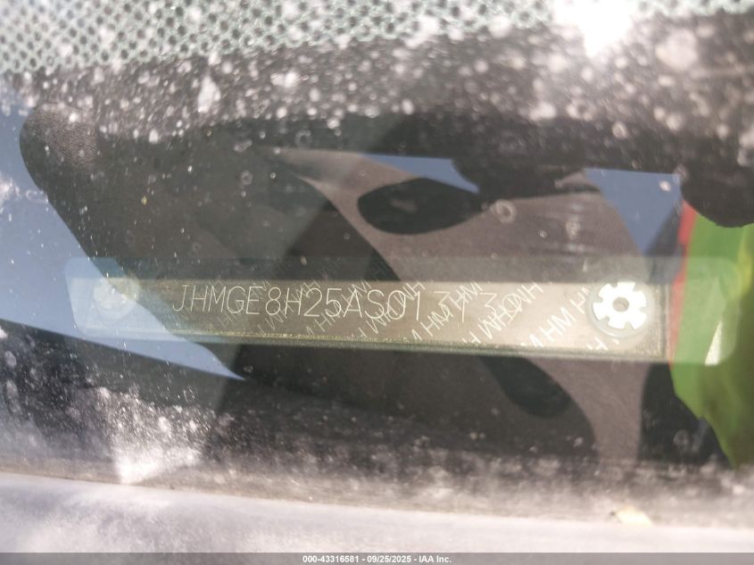 2010 Honda Fit VIN: JHMGE8H25AS013139 Lot: 43316581