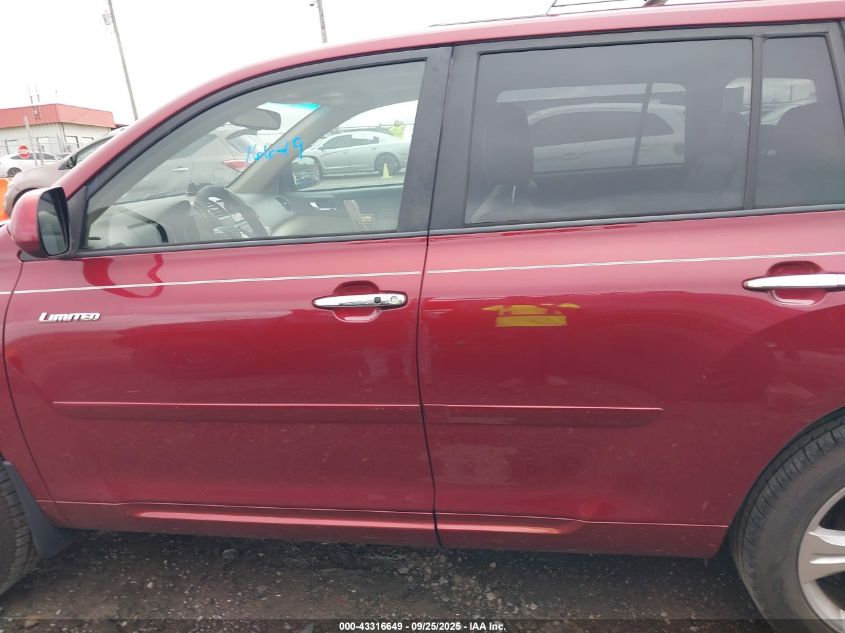 2009 Toyota Highlander Limited VIN: JTEDS42A592080627 Lot: 43316649