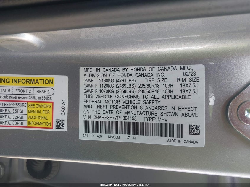 2023 HONDA CR-V EX-L 2WD - 2HKRS3H77PH304153