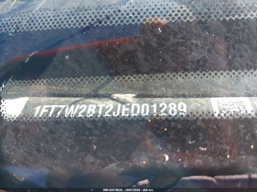 2018 Ford F-250 Xl VIN: 1FT7W2BT2JED01289 Lot: 43316835
