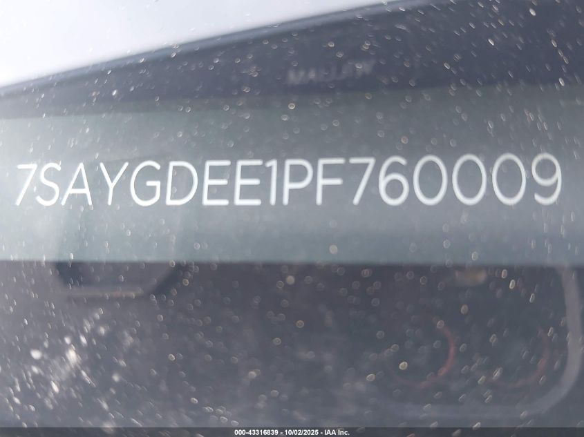 2023 Tesla Model Y Awd/Long Range Dual Motor All-Wheel Drive VIN: 7SAYGDEE1PF760009 Lot: 43316839