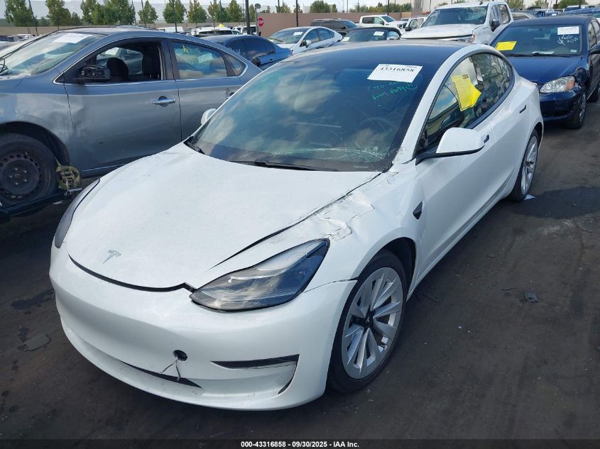 2021 Tesla Model 3 Standard Range Plus Rear-Wheel Drive VIN: 5YJ3E1EA2MF018190 Lot: 43316858