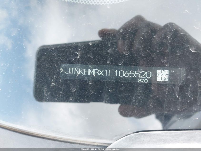 2020 Toyota C-Hr Le VIN: JTNKHMBX1L1065520 Lot: 43316989