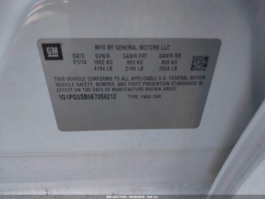 2014 CHEVROLET CRUZE LTZ 1G1PG5SB9E7266212