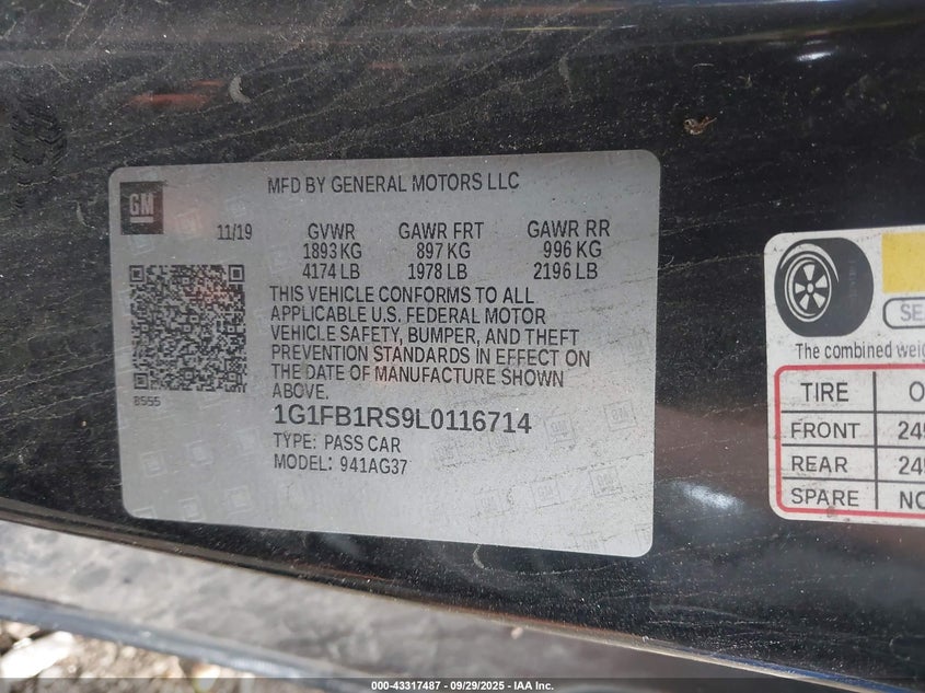 2020 CHEVROLET CAMARO RWD  1LT - 1G1FB1RS9L0116714