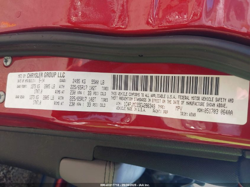 2014 Jeep Cherokee Latitude VIN: 1C4PJMCS5EW286349 Lot: 43317718