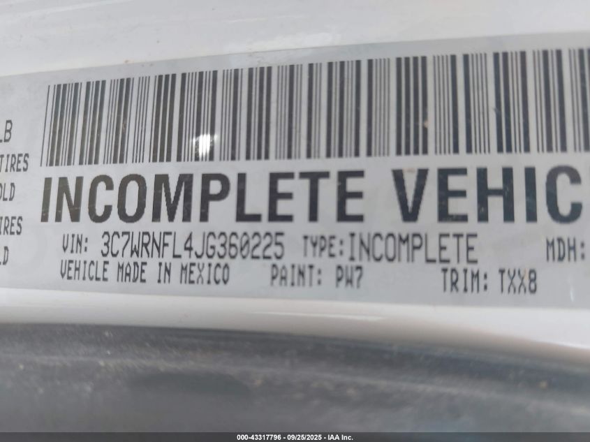 2018 Ram 5500 Chassis Tradesman/Slt/Laramie VIN: 3C7WRNFL4JG360225 Lot: 43317796