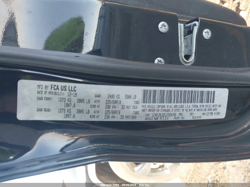 2020 Jeep Cherokee Altitude 4X4 VIN: 1C4PJMLB2LD584348 Lot: 43317968