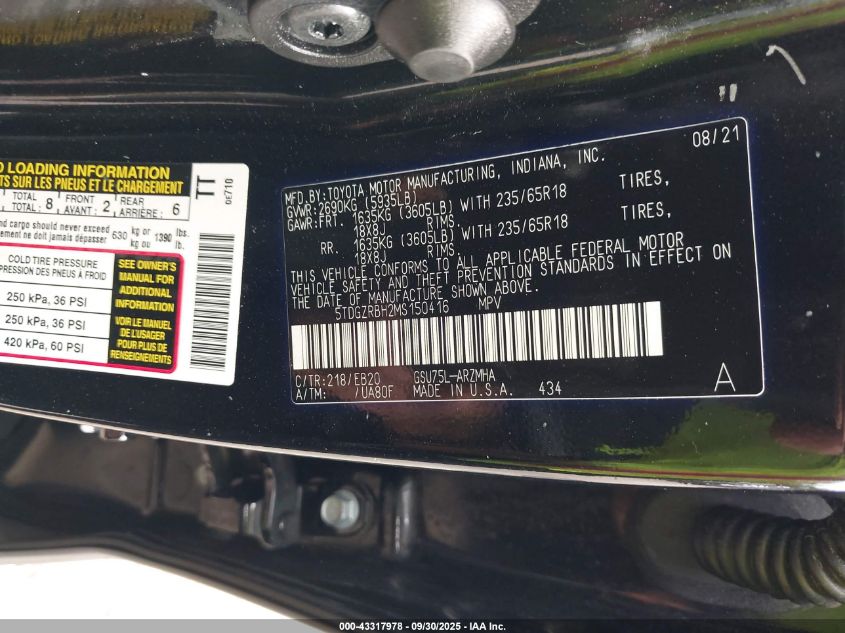 2021 TOYOTA HIGHLANDER XLE - 5TDGZRBH2MS150416