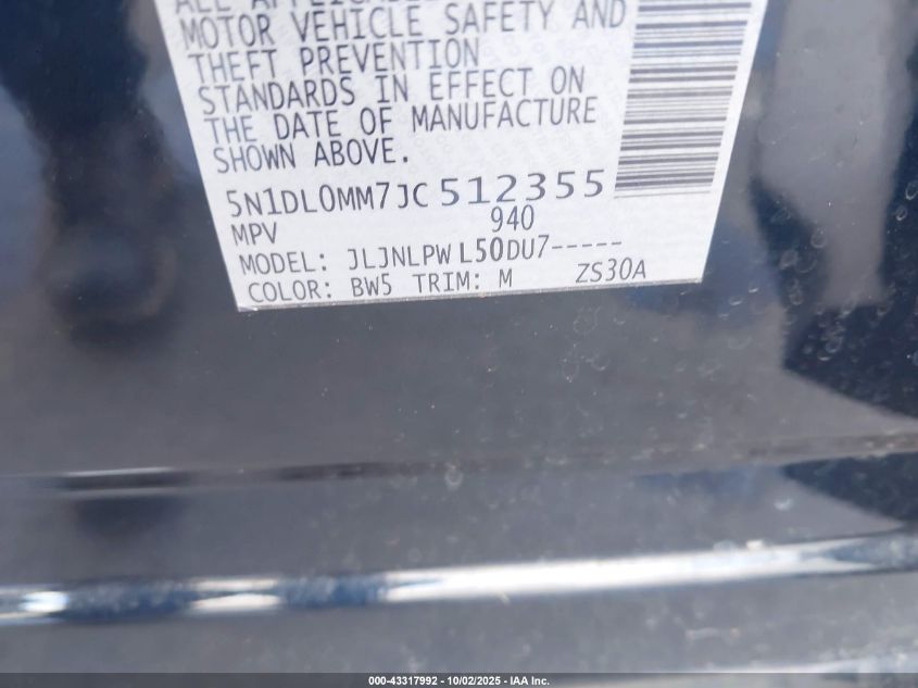 2018 Infiniti Qx60 VIN: 5N1DL0MM7JC512355 Lot: 43317992