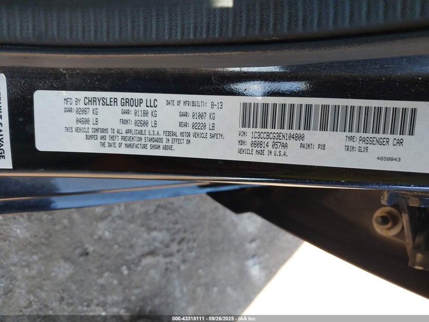 2014 CHRYSLER 200 LIMITED - 1C3CCBCG3EN104800