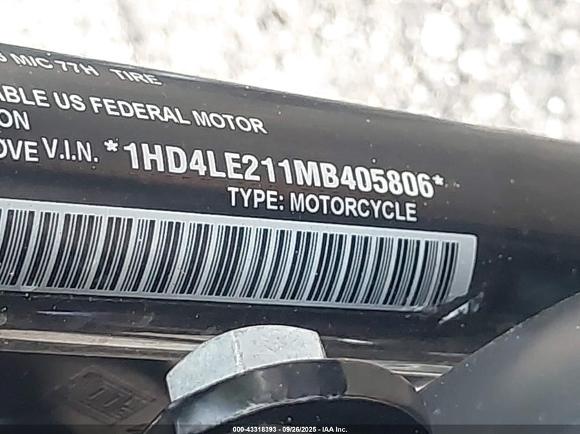 2021 Harley-Davidson Xl883 N VIN: 1HD4LE211MB405806 Lot: 43318393