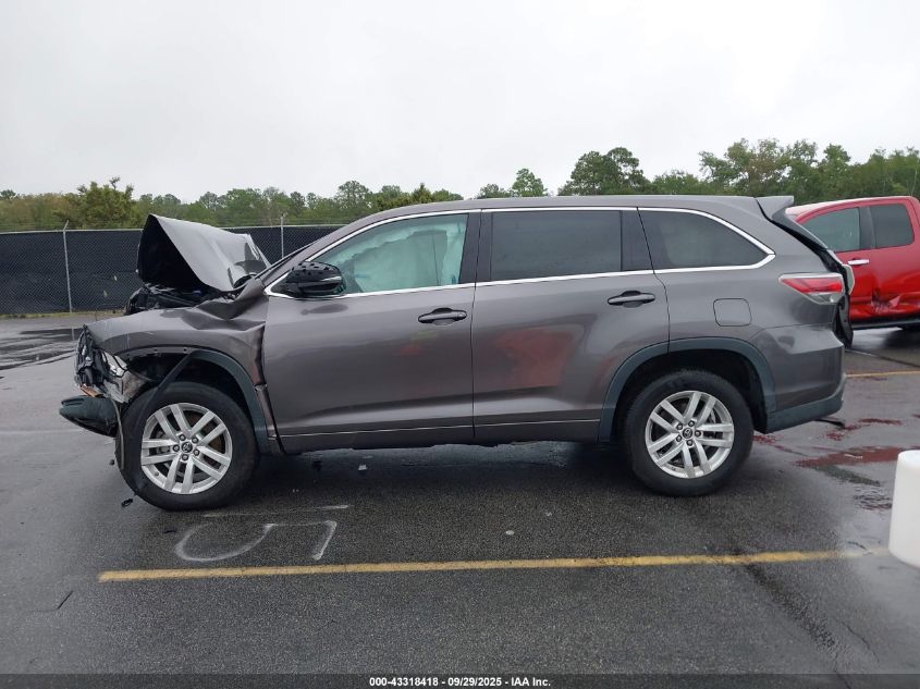 2016 Toyota Highlander Le V6 VIN: 5TDZKRFH1GS152380 Lot: 43318418