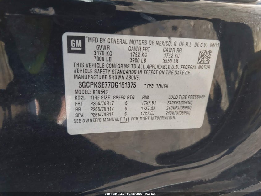 2013 CHEVROLET SILVERADO 1500 LT - 3GCPKSE77DG161375