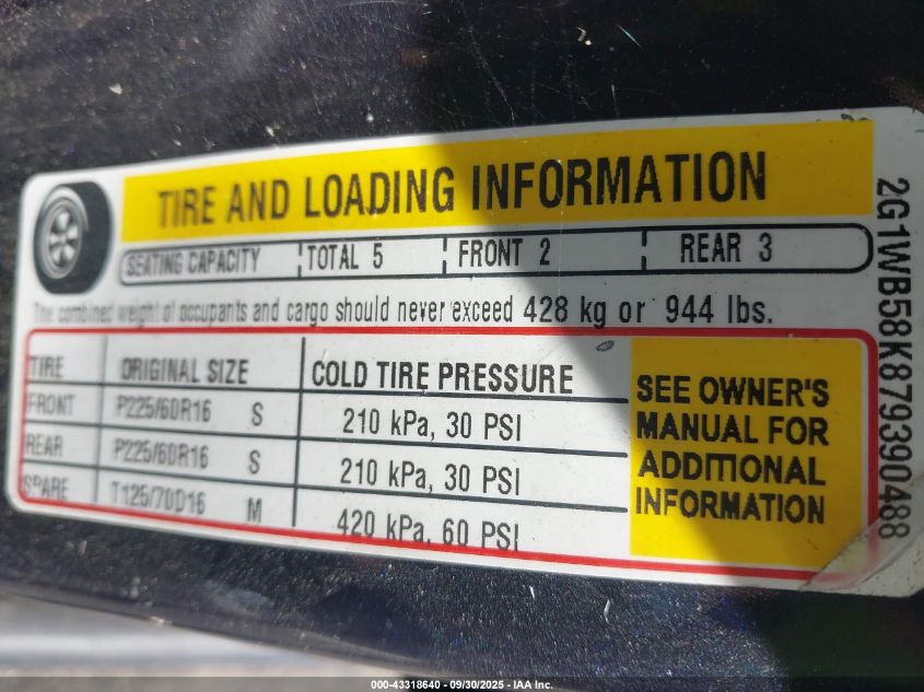 2007 Chevrolet Impala Ls VIN: 2G1WB58K879390488 Lot: 43318640