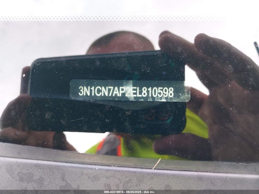 2014 Nissan Versa 1.6 S+ VIN: 3N1CN7AP2EL810598 Lot: 43318974