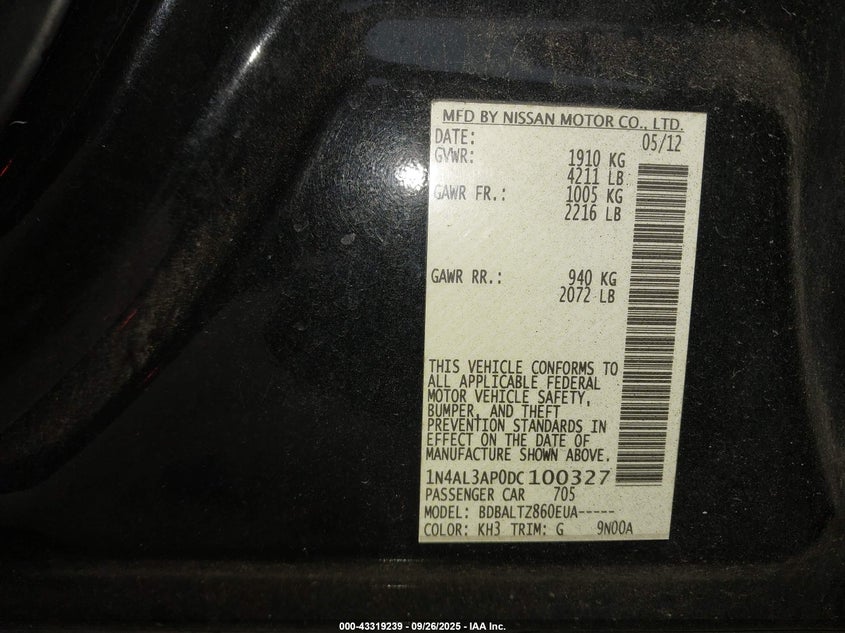 2013 NISSAN ALTIMA 2.5 SV - 1N4AL3AP0DC100327