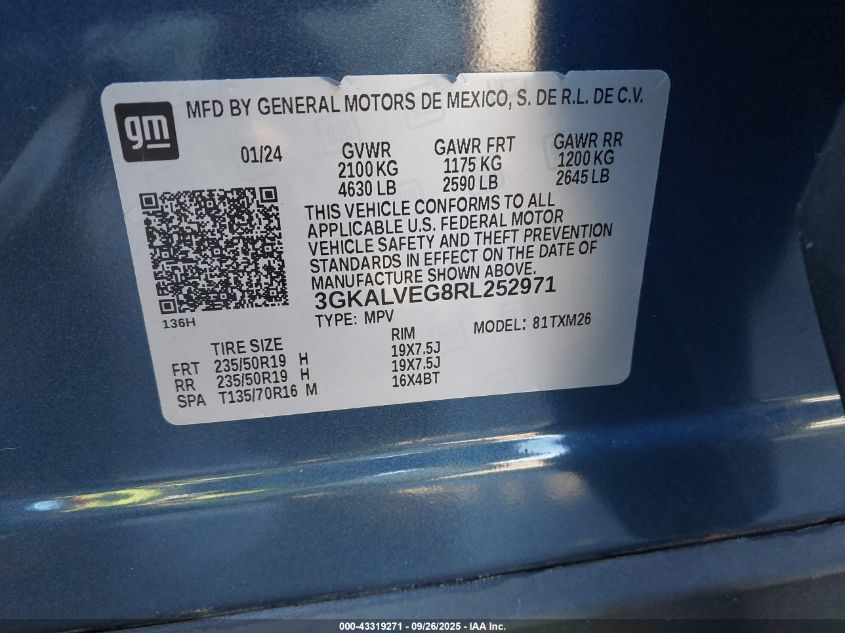 2024 GMC Terrain Awd Slt VIN: 3GKALVEG8RL252971 Lot: 43319271