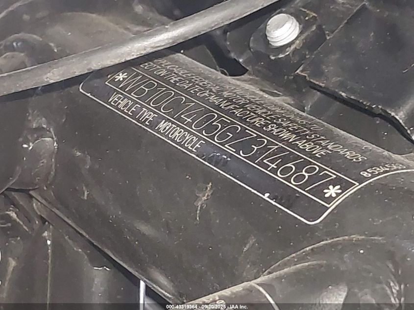 2016 BMW C650 Sport VIN: WB10C1405GZ314687 Lot: 43319364