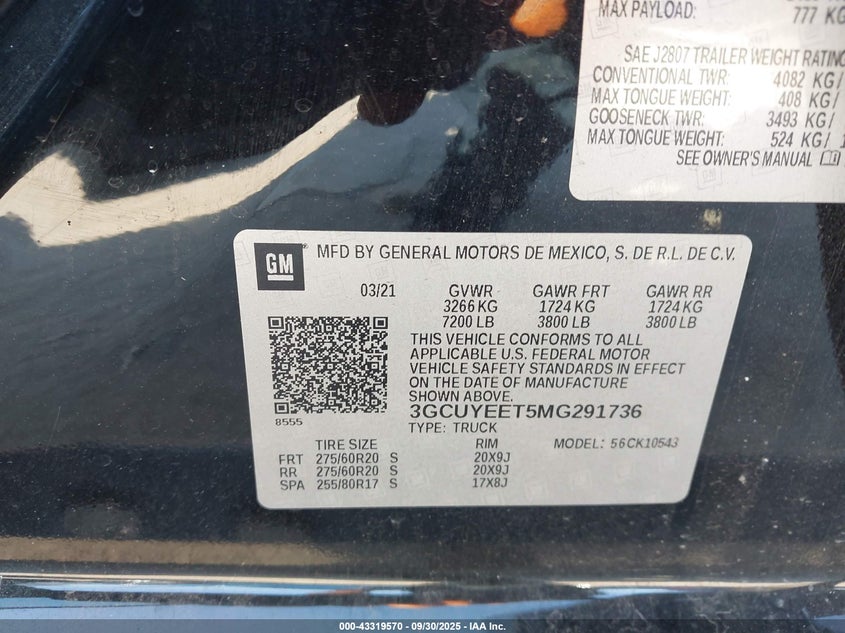 2021 CHEVROLET SILVERADO 1500 4WD  SHORT BED RST - 3GCUYEET5MG291736