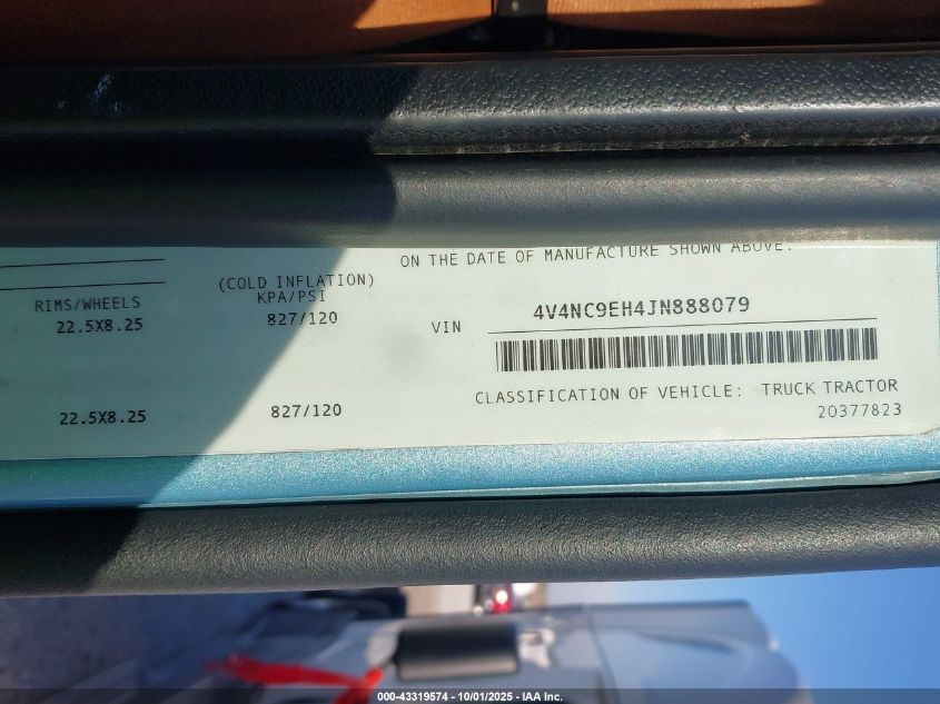 2018 Volvo Vnl VIN: 4V4NC9EH4JN888079 Lot: 43319574