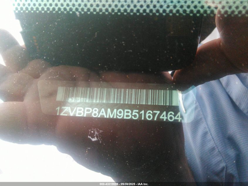 2011 Ford Mustang V6 VIN: 1ZVBP8AM9B5167464 Lot: 43319598