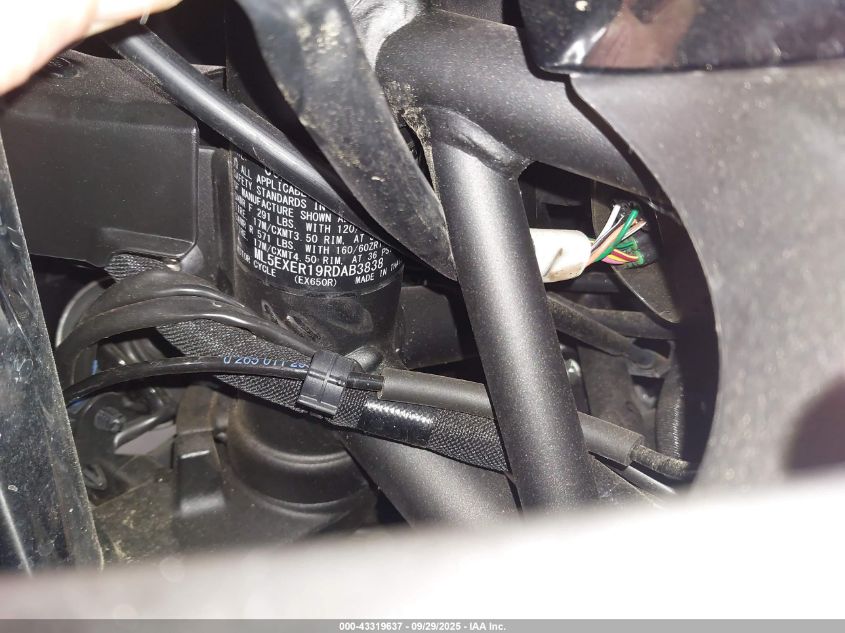 2024 Kawasaki Ex650 R VIN: ML5EXER19RDAB3838 Lot: 43319637