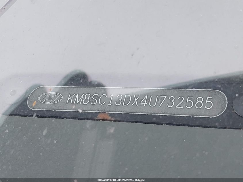 2004 Hyundai Santa Fe Gls VIN: KM8SC13DX4U732585 Lot: 43319740