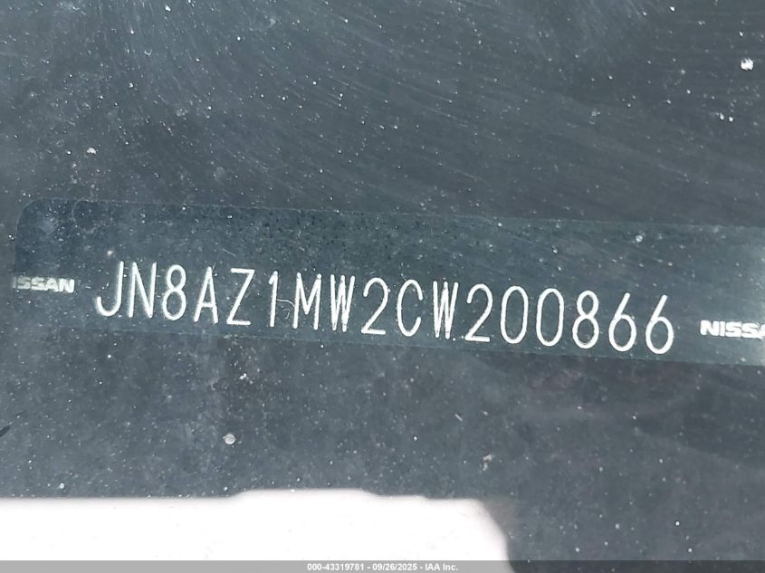 2012 Nissan Murano Le VIN: JN8AZ1MW2CW200866 Lot: 43319781