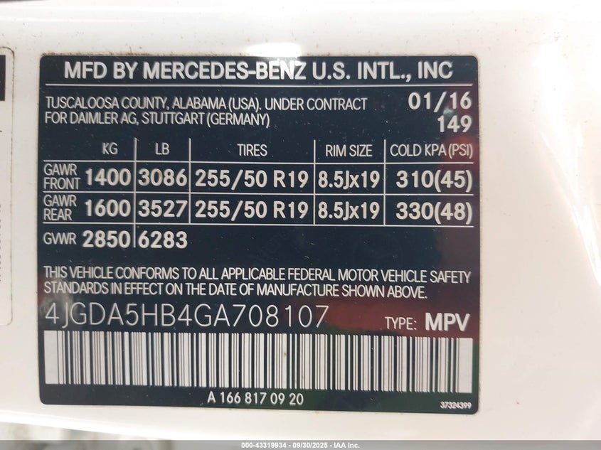 2016 MERCEDES-BENZ GLE 350 4MATIC 4JGDA5HB4GA708107