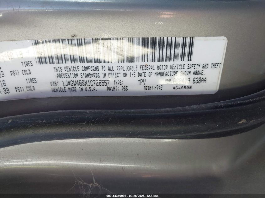 2001 Jeep Grand Cherokee Laredo VIN: 1J4GW48SX1C728557 Lot: 43319993