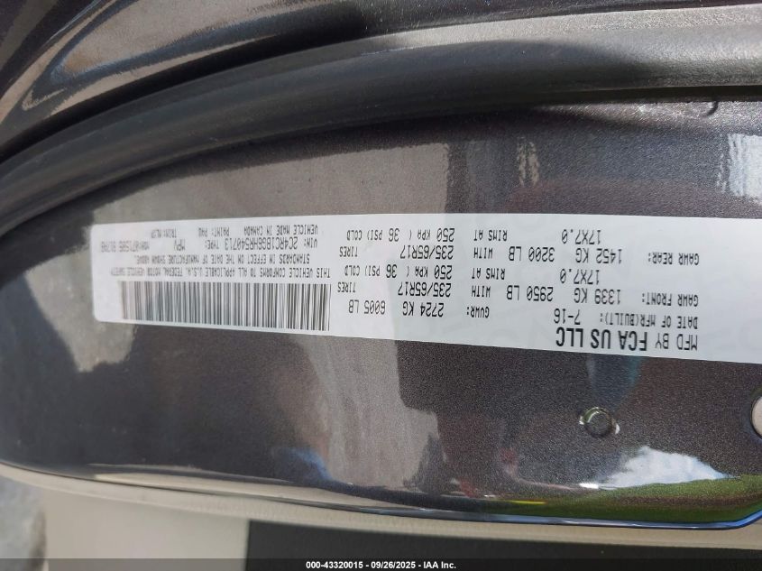 2017 Chrysler Pacifica Touring-L VIN: 2C4RC1BG6HR540713 Lot: 43320015