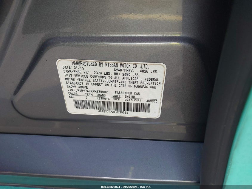 2015 INFINITI Q50 SPORT - JN1BV7APXFM339092