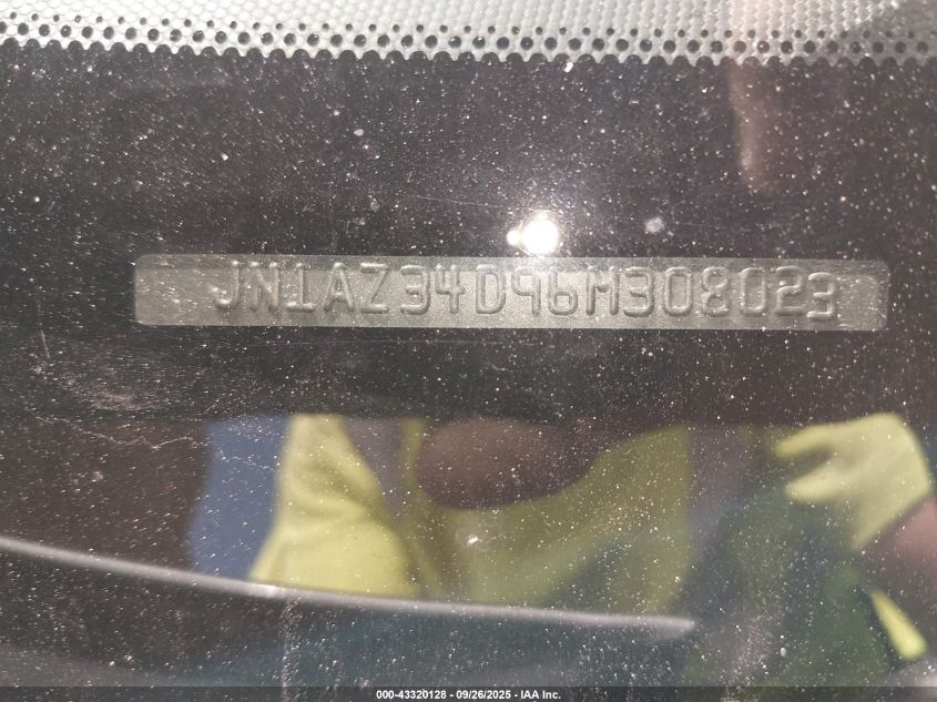 2006 Nissan 350Z VIN: JN1AZ34D96M308023 Lot: 43320128