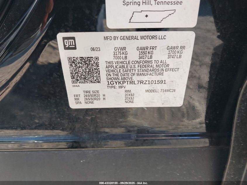 2024 CADILLAC LYRIQ SPORT W/1SF - 1GYKPTRL7RZ101591