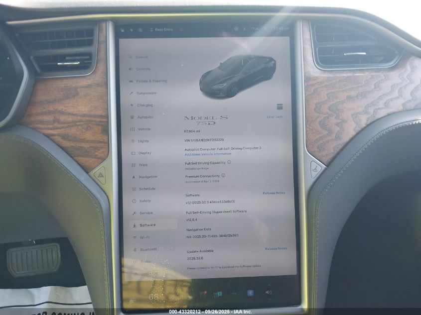 2019 Tesla Model S 100D/75D/Long Range/Standard Range VIN: 5YJSA1E23KF302229 Lot: 43320212