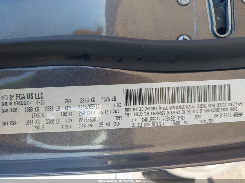 2016 JEEP PATRIOT 75TH ANNIVERSARY - 1C4NJRBB4GD729482