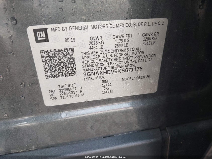 2019 CHEVROLET EQUINOX LS - 3GNAXHEV6KS671176