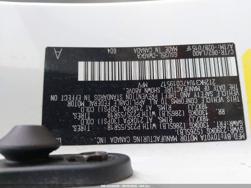 2007 Lexus Rx 350 VIN: 2T2HK31U47C019517 Lot: 43320355