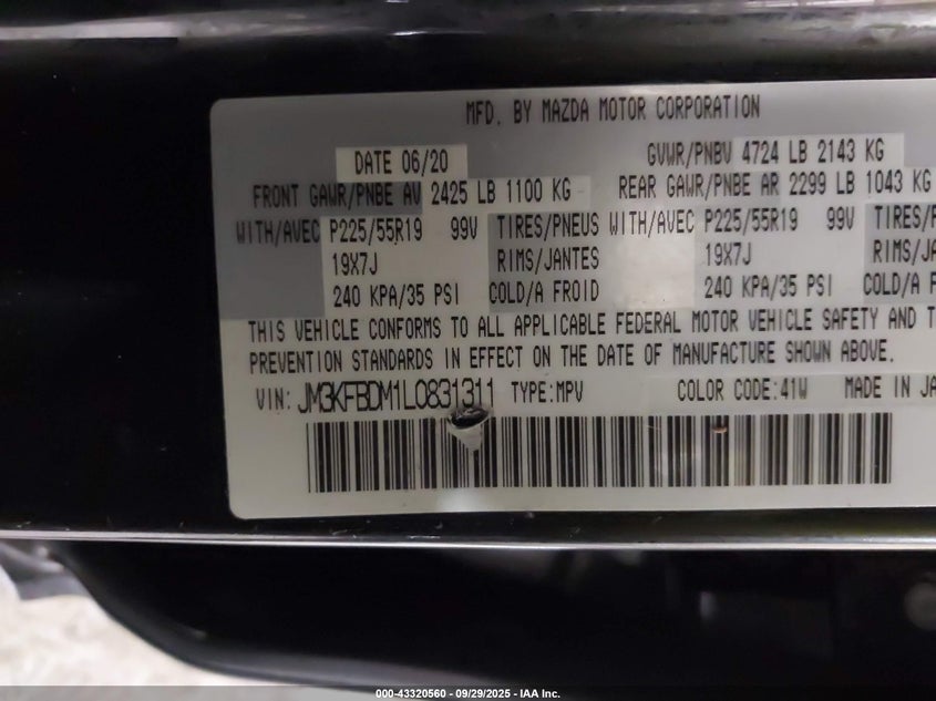 2020 MAZDA CX-5 GRAND TOURING - JM3KFBDM1L0831311