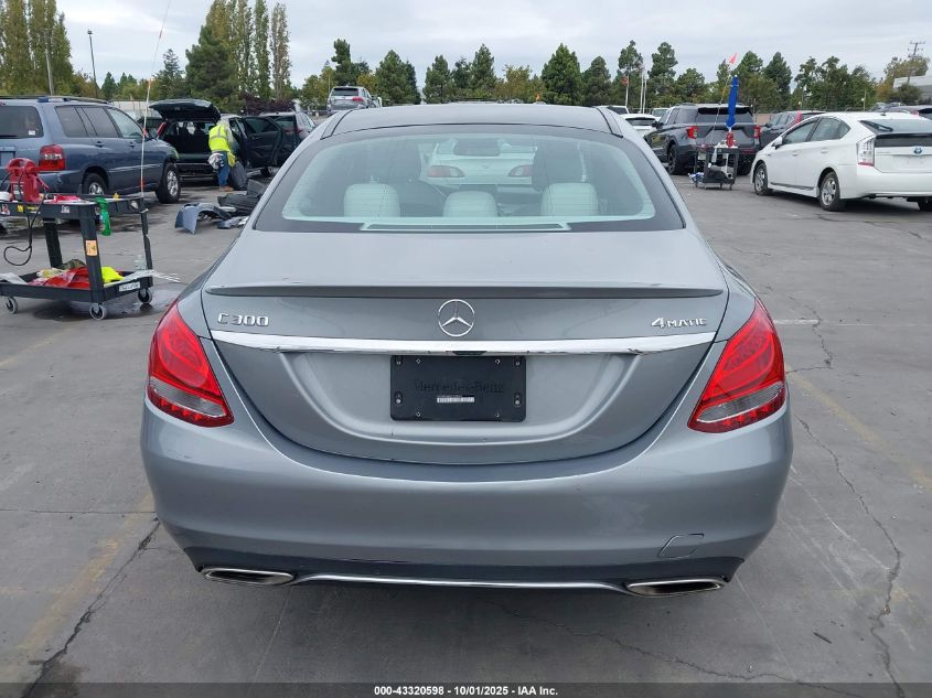 2016 Mercedes-Benz C 300 4Matic VIN: 55SWF4KB4GU109599 Lot: 43320598